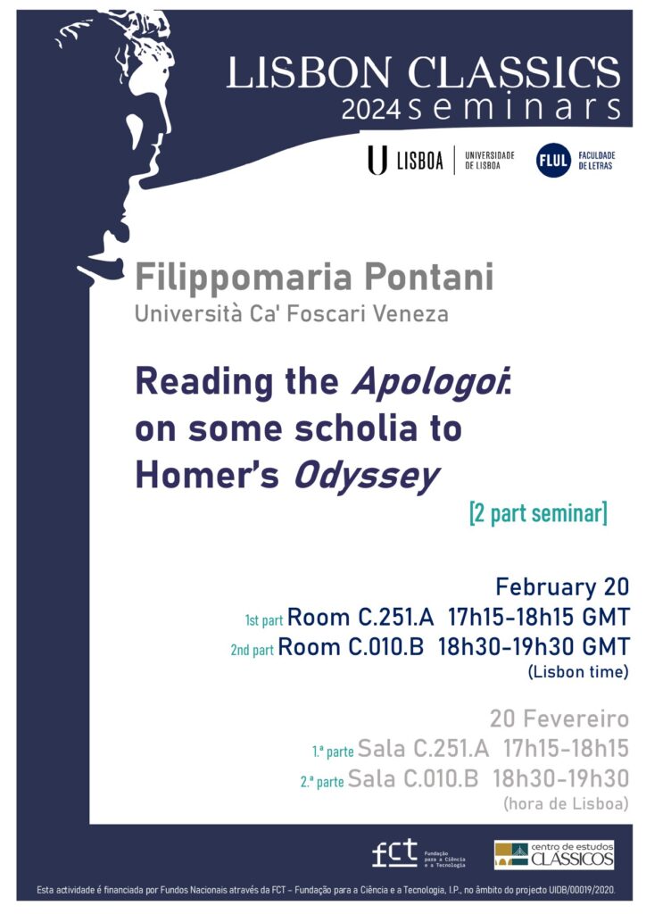 Lisbon Classics Seminar: Filippomaria Pontani  (Università Ca’ Foscari  – Veneza)